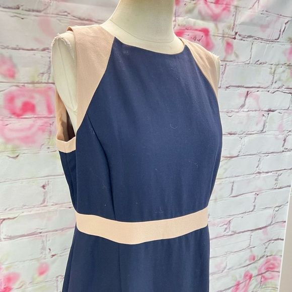 J. Crew Women's Sleeveless Nude Accents Front Slit Sheath Dress In Navy Size 12 - Picture 4 of 13